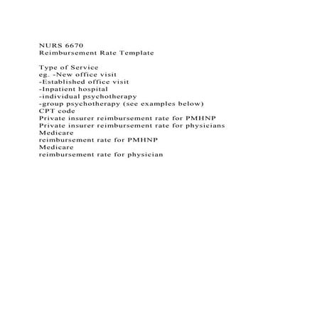 NURS 6670 Reimbursement Rate TemplateType of Serviceeg. -N.docx