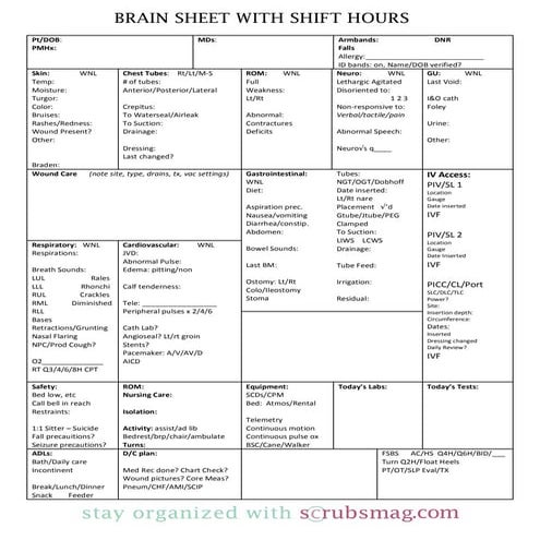 Nurse brain sheet_with_shift_hours | PDF
