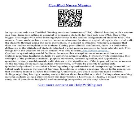 Nurse Mentorship Essay
