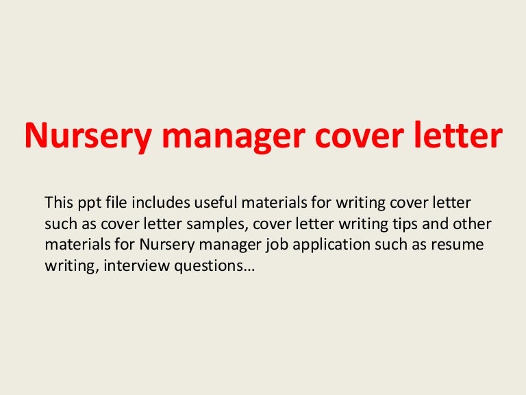 nursery manager resume samples