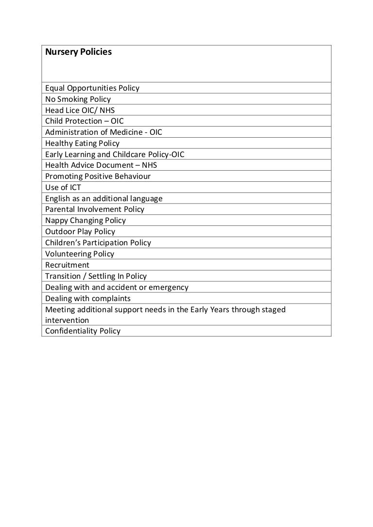 Nursery Policies List nursery-policies-list