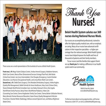 Beloit Health System Salutes Are all Nurses