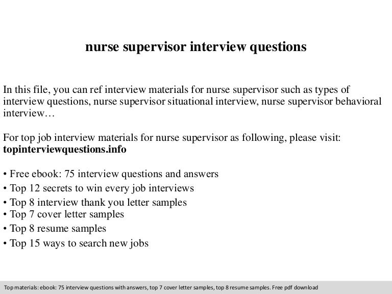 nurse supervisor interview questions