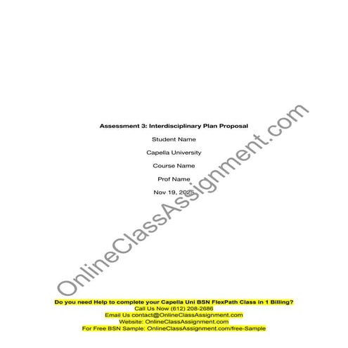 NURS FPX 4005 Assessment 3 Interdisciplinary Plan Proposal
