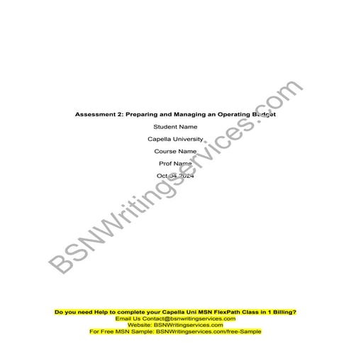 NURS FPX 6216 Assessment 2 Preparing and Managing an Operating Budget.pdf