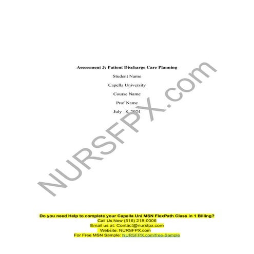 NURS FPX 6612 Assessment 3 Patient Discharge Care Planning.pdf