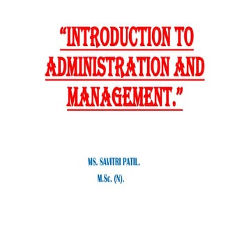 Introduction to Nursing Administration and Management