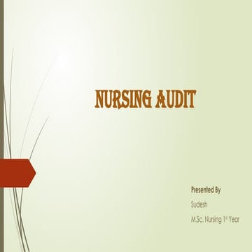 Nursing Audit.   PREPARED BY MSC STUDENT