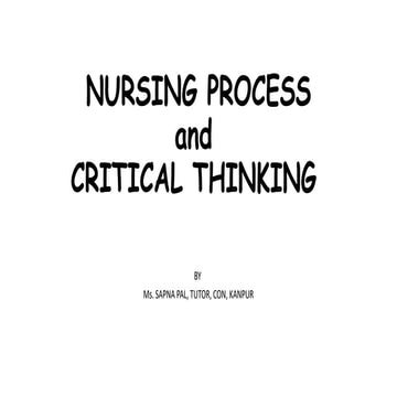 critical thinking and  Nursing care plan