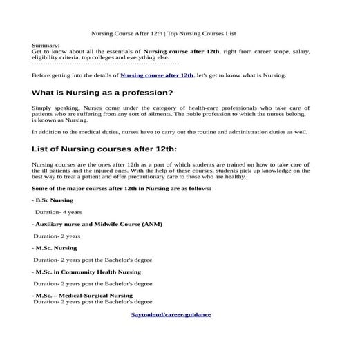 How To Do Nursing Course After Graduation