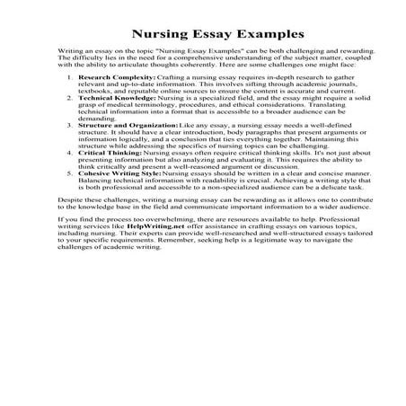 Nursing Essay Examples