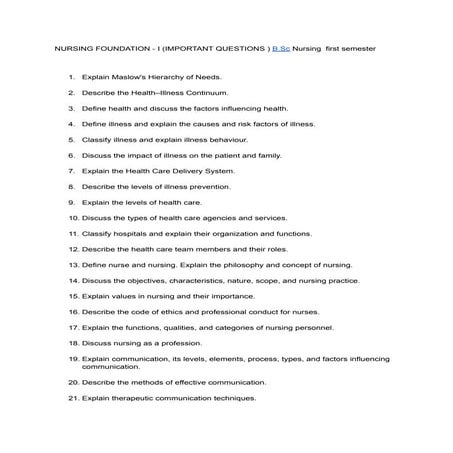 Biochemistry Questions for B.Sc Nursing 2nd Semester Exam Preparation | PDF