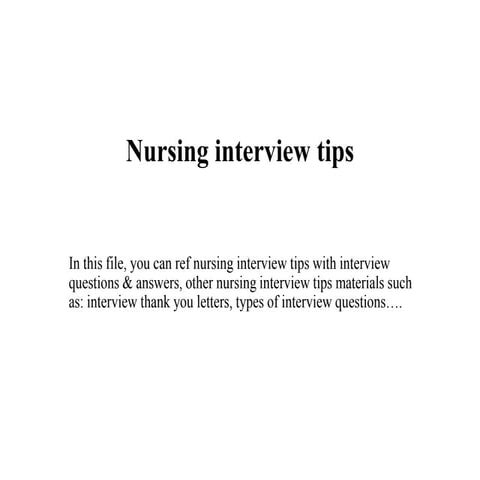 Nursing interview tips