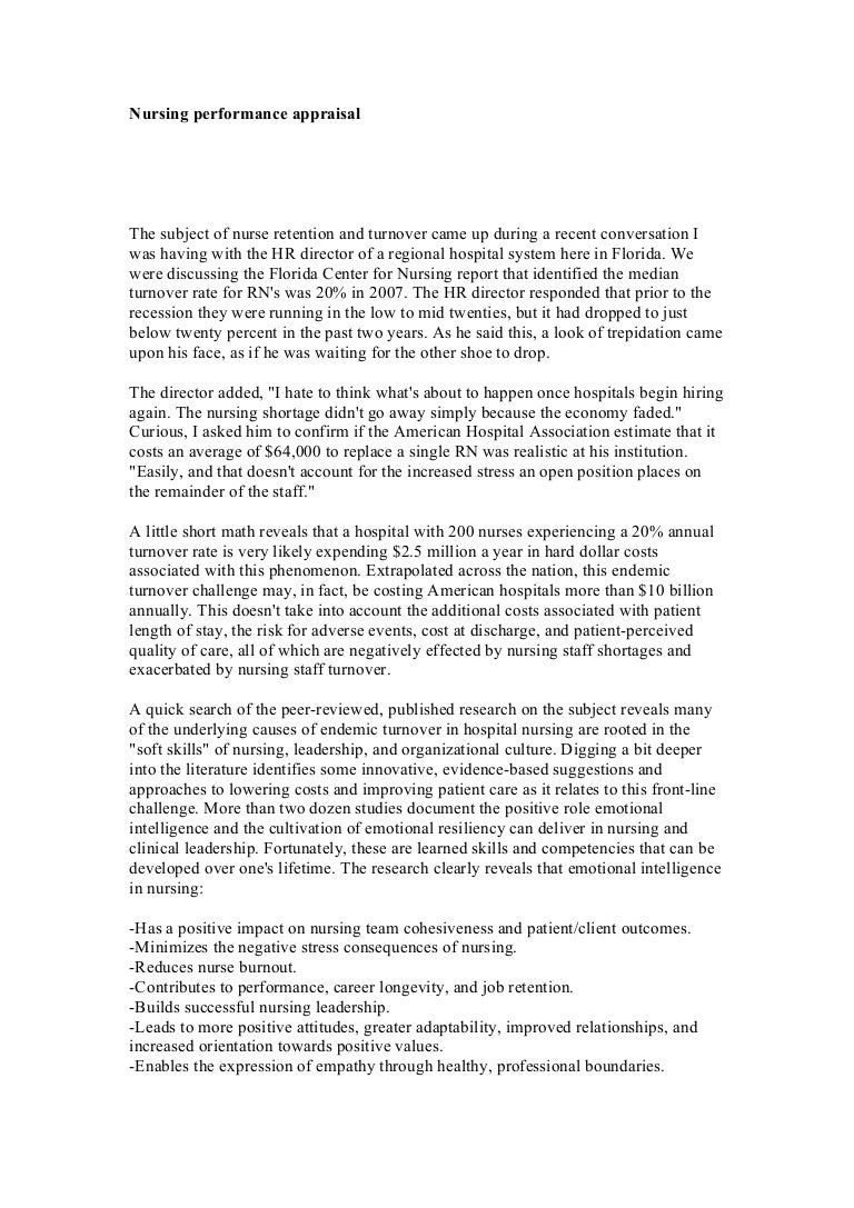 Nursing Performance Appraisal