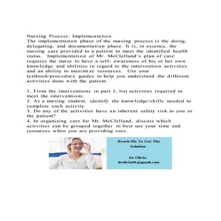 Nursing process implementation the implementation phase of the