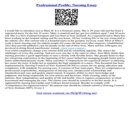 Nursing Essay Example | PDF