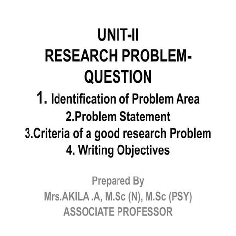 NURSING RESEARCH - RESEARCH PROBLEM