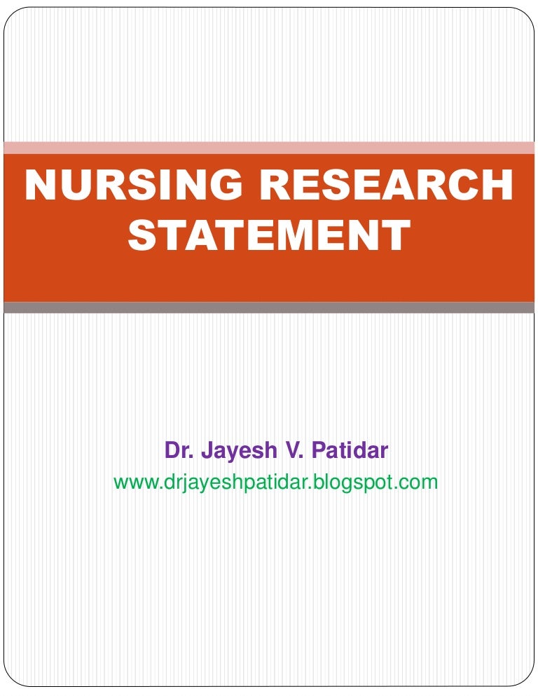 research statement for msc nursing