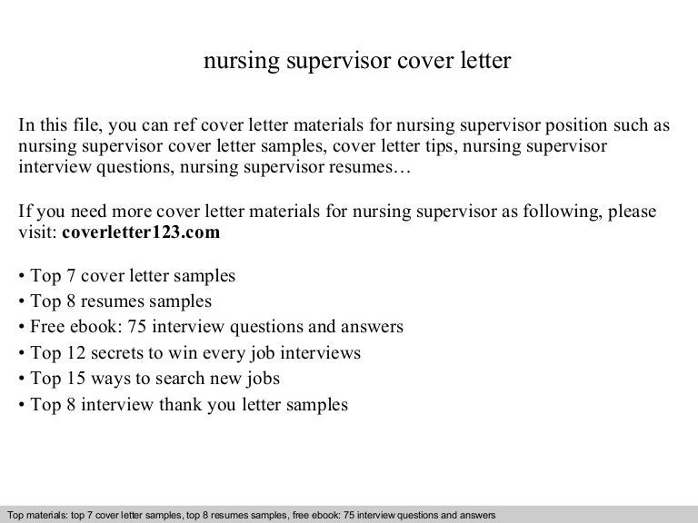 cover letter sample for nurse supervisor