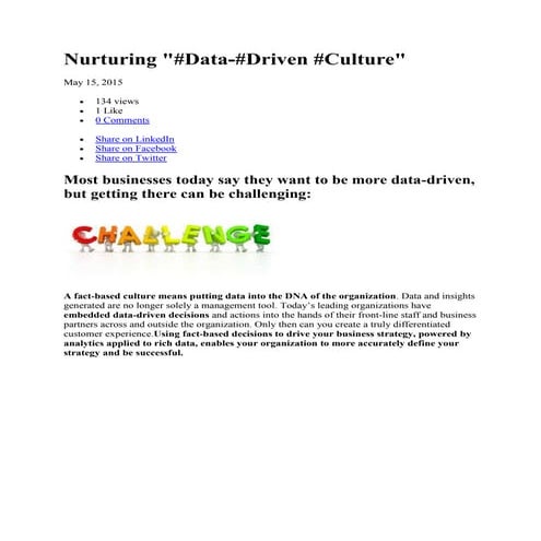 Nurturing datadriven culture