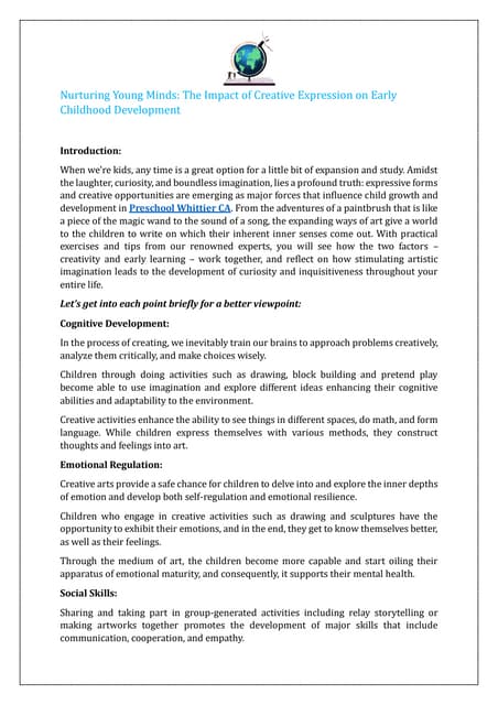Exploring creativity in early childhood development | PPTX