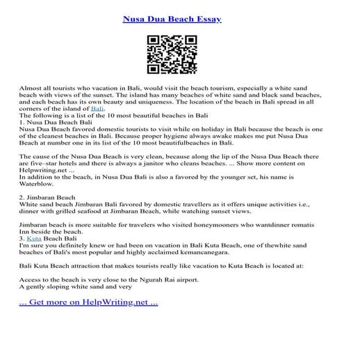Nusa Dua Beach Essay