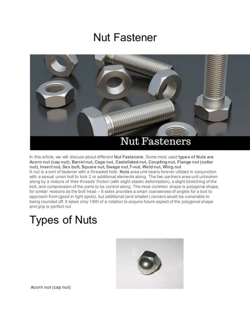 Nut fastener | PDF