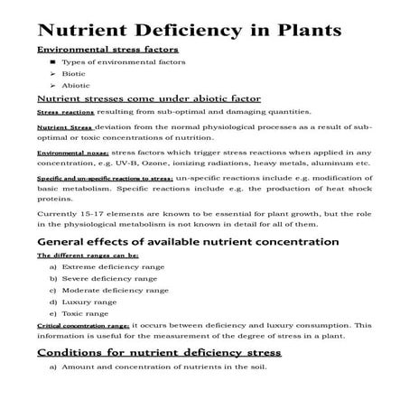 Nutrient deficiency in Plants