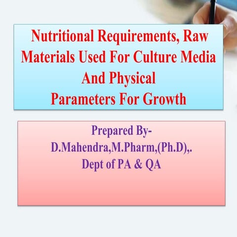 NUTRIENT MEDIA & REQUIREMENTS