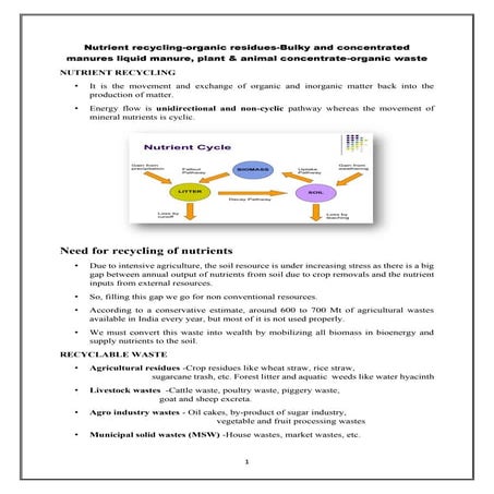 Nutrient recycling word