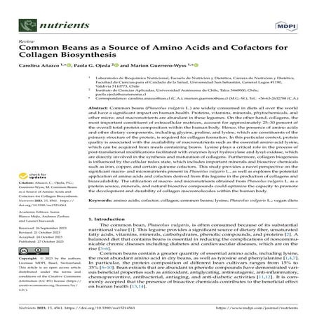 Common Beans as a Source of Amino Acids and Cofactors for Collagen ...