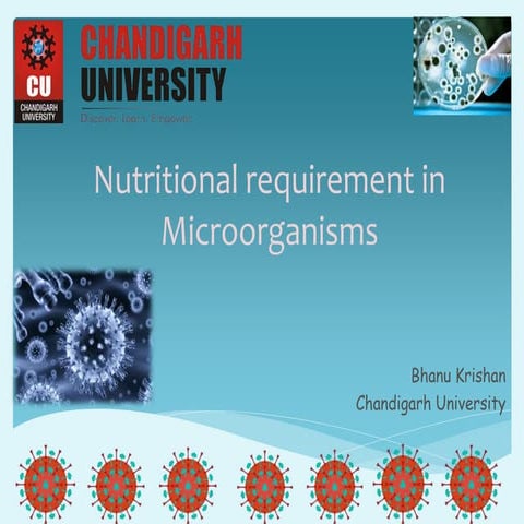 Nutrient requirements in Microorganisms