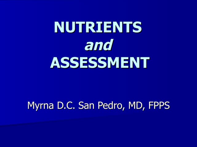 Nutrients And Assessment