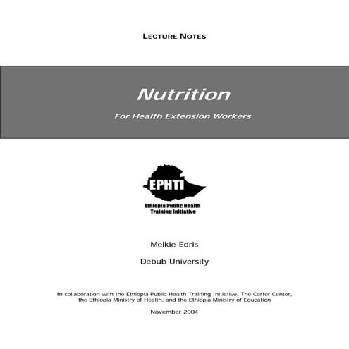 Lecture Notes of Nutrition For Health Extension Workers