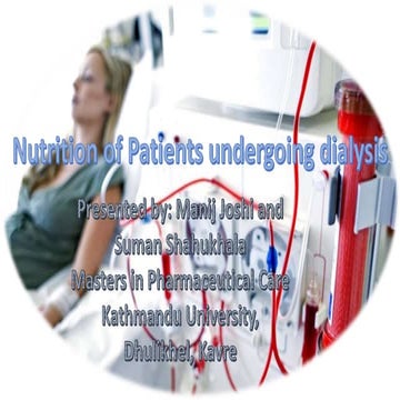 Nutrition of patients undergoing dialysis