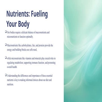Health Psychology: Nutrition - Fueling Your Body | PPTX