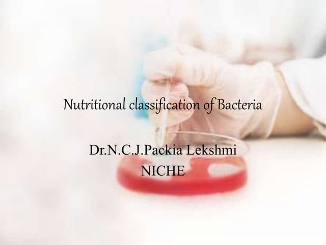 Nutritional classification of bacteria