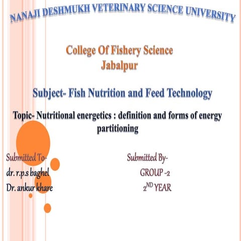 Nutritional energetics