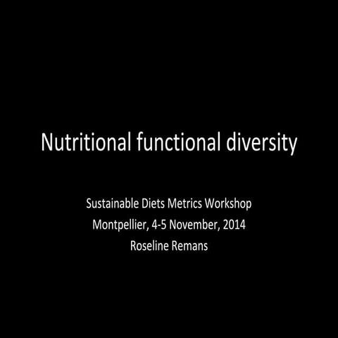 Nutritional functional diversity, Roseline Remans