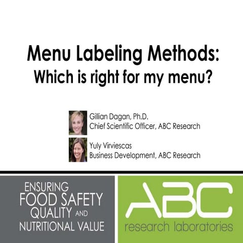 Nutritional Labeling Methods for Restaurants
