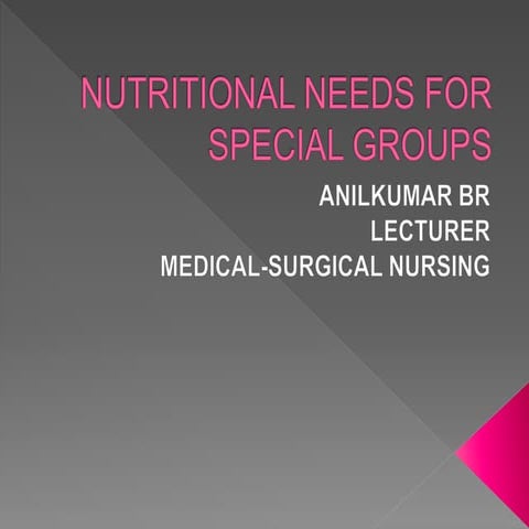 Nutritional needs for special groups