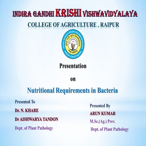 Nutritional requirements in bacteria