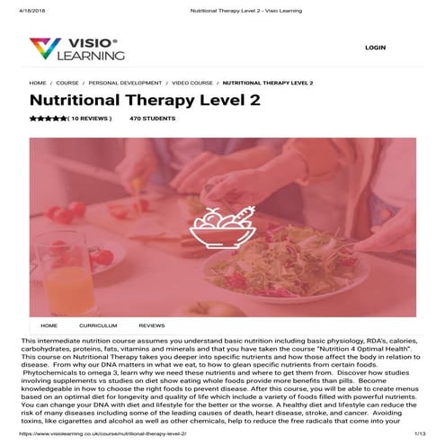 Nutritional therapy level 2   visio learning