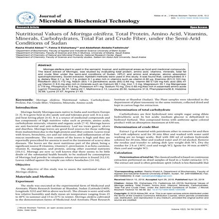 Nutritional research for moringa Pakistan