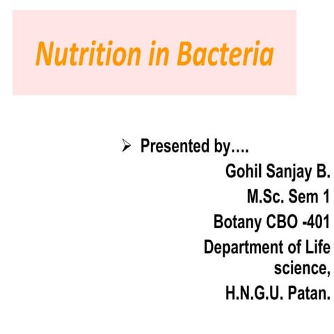 Nutrition in bacteria
