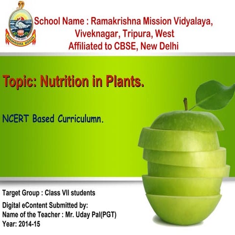 Nutrition in plants, Class- VII, NCERT Based