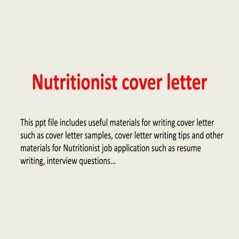 Nutritionist cover letter
