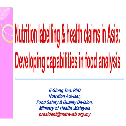 Nutrition Labelling & Health Claims in Asia