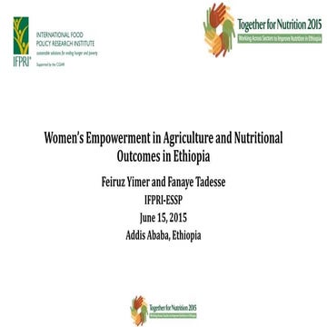 Women’s empowerment in agriculture and nutritional outcomes