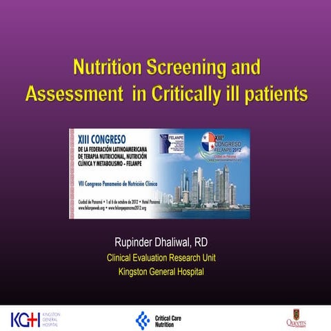 Nutrition screening and assessment in critically ill patients | PPT